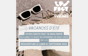 Fermeture estivale Comité FSGT 78